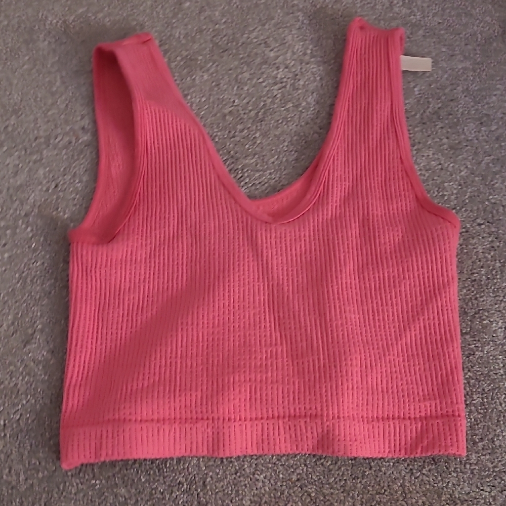 Coral Ribbed Tank Top